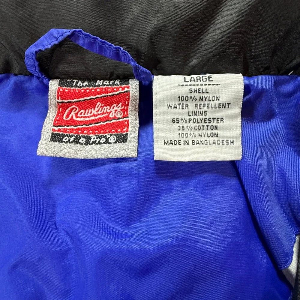 Rawlings Vintage Windbreaker Mens Large Blue Water Repellent Lined Full Zip L